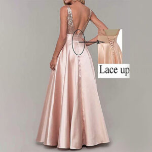 8220Elegant SkinTone Sequined Formal Evening Dress US4US22 Customizable8221 - Refined Classic Aesthetic