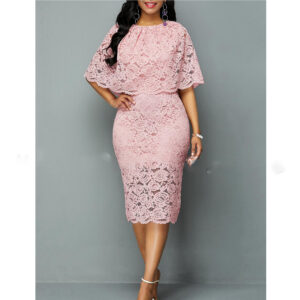 Pink Tube Dress 8211 Floral Lace Maxi Dress for Women - Exclusive Classic Stylish