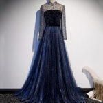 Royal Blue Dress with Sequins 8211 Korean Style Tie Detail - High-Quality Aesthetic Sleek